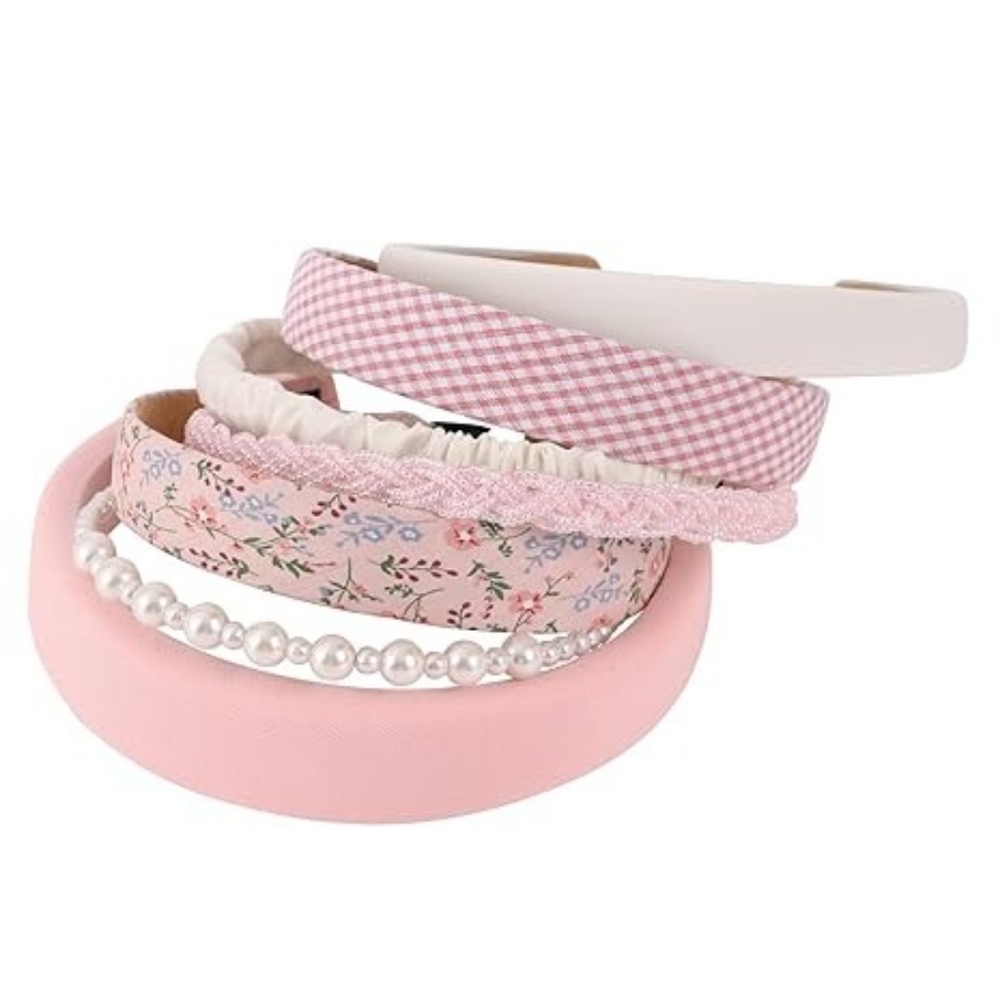 Headbands for Women,Pearl Headband Floral Headbands Padded Headbands for Women